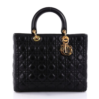 Christian Dior Lady Dior Handbag Cannage Quilt Lambskin Large Black 2645703