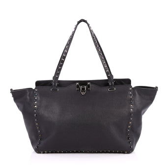 Valentino Rockstud Tote Soft Leather Medium Black 2645801