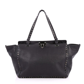 Valentino Rockstud Tote Soft Leather Medium Black 2645801