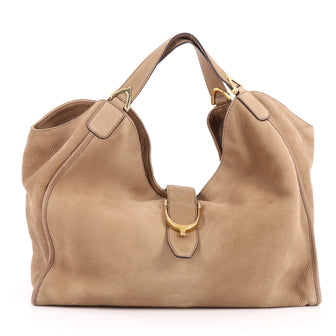 Gucci Soft Stirrup Tote Nubuck Large Neutral 2645802