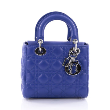Christian Dior Lady Dior Handbag Cannage Quilt Lambskin Mini Blue 2646306