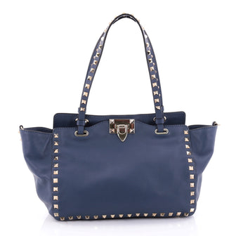 Valentino Rockstud Tote Soft Leather Small Blue 2647201