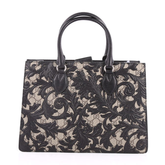 Gucci Convertible Gusset Tote Arabesque GG Coated Canvas Medium Black 2647701