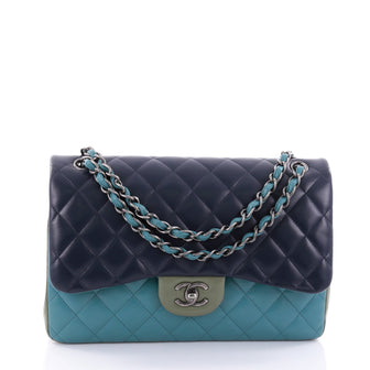 Chanel Tricolor Paris-Edinburgh Classic Double Flap Bag 2648703
