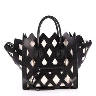Celine Phantom Handbag Cut Out Leather Medium Black 2648709