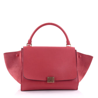 Celine Trapeze Handbag Leather Medium Red 2648801