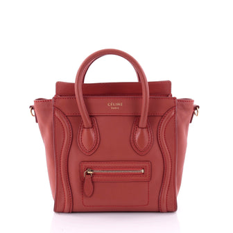 Celine Luggage Handbag Smooth Leather Nano Red 2649501
