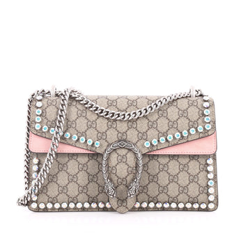 Gucci Dionysus Handbag Crystal Embellished GG Coated Canvas Small Brown 2650901