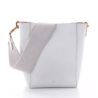 Celine Sangle Seau Handbag Calfskin Small White 2651401