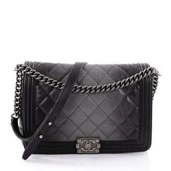 Chanel Boy Flap Bag Quilted Ombre Goatskin Large Black 2651406