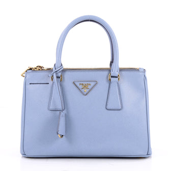 Prada Double Zip Lux Tote Saffiano Leather Mini Blue 2653402