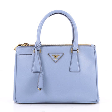 Prada Double Zip Lux Tote Saffiano Leather Mini Blue 2653402