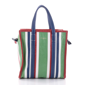 Balenciaga Bazar Convertible Tote Striped Leather Small Green 2653804