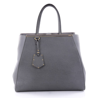 Fendi 2Jours Handbag Leather Large Gray 2654102