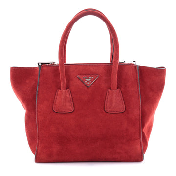 Prada Twin Pocket Tote Suede Small Red 2654204