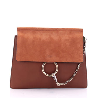 Chloe Faye Shoulder Bag Leather and Suede Medium Brown 2654301