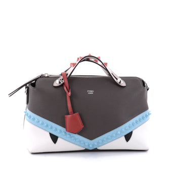 Fendi Monster By The Way Satchel Studded Leather Small Gray 2655603