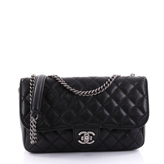Chanel Stitch CC Flap Bag Quilted Lambskin Medium Black 2655804