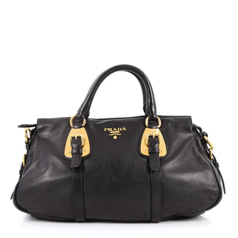Prada Convertible Belted Satchel Soft Calfskin Medium Black 2657101