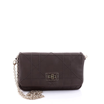 Turn Lock Chain Wallet Cannage Quilt Leather Small