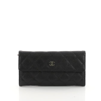 Chanel CC Gusset Flap Wallet Quilted Caviar Long Black 2658801