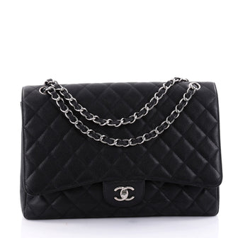Chanel Classic Single Flap Bag Quilted Caviar Maxi Black 2659001