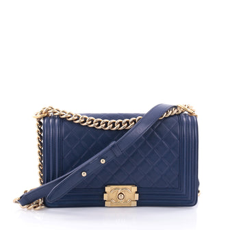 Chanel Boy Flap Bag Quilted Lambskin Old Medium Blue 2659011