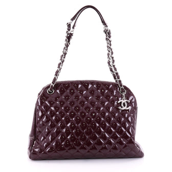 Chanel Just Mademoiselle Handbag Quilted Patent Large Purple 2659014