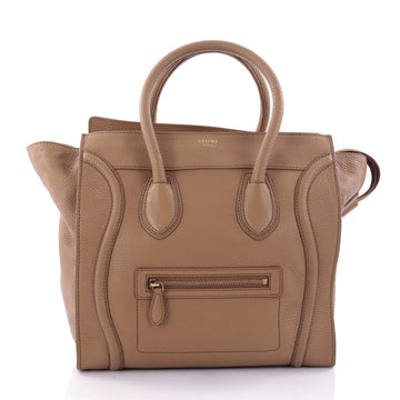 Celine Luggage Handbag Grainy Leather Mini Neutral 2661504