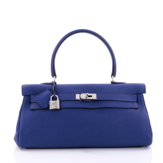 Hermes Shoulder Kelly Handbag Clemence 42 Blue 2661801