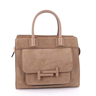 Tod's Double T Satchel Bag Suede Small Neutral 2665401