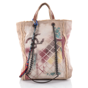Chanel Art School Oh My Boy Tote Graffiti Canvas Neutral 2665503