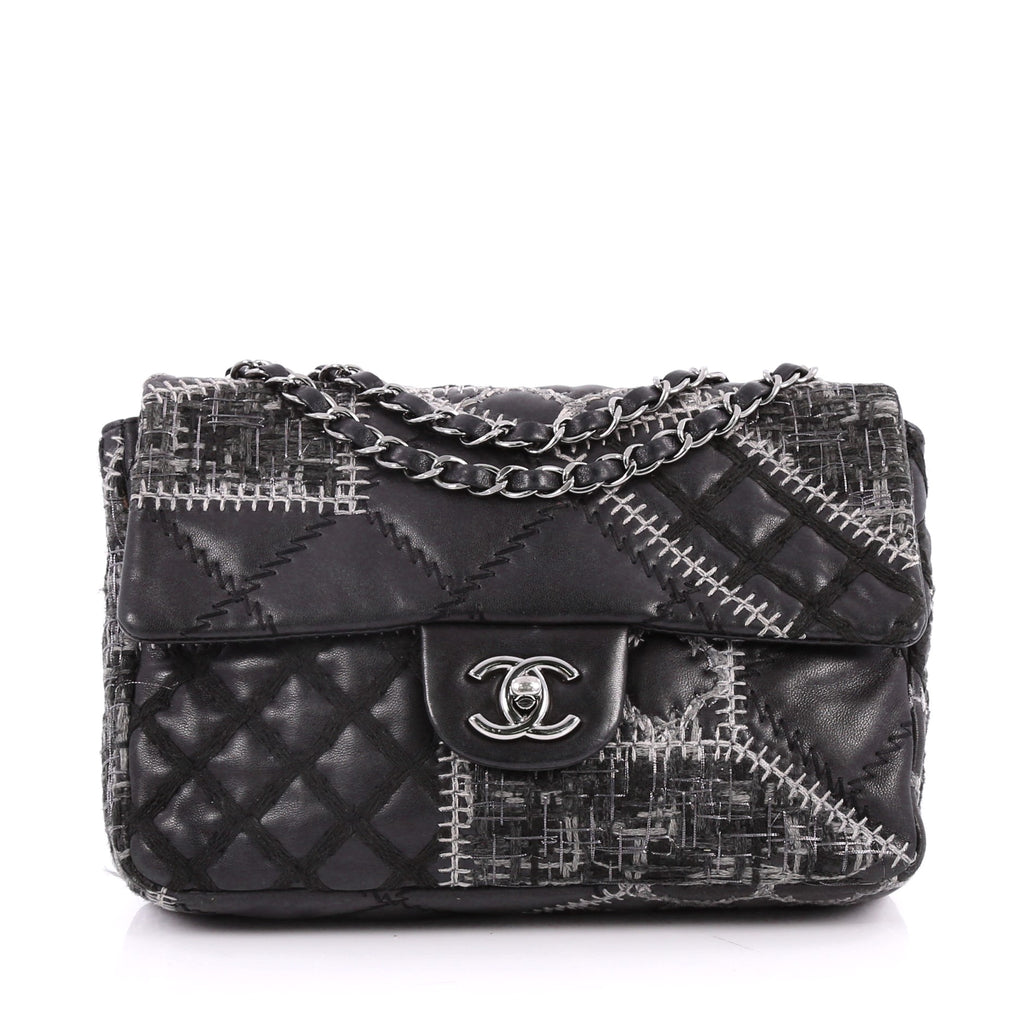 Chanel Pink Quilted Tweed Medium Double Flap Silver Hardware, 2014