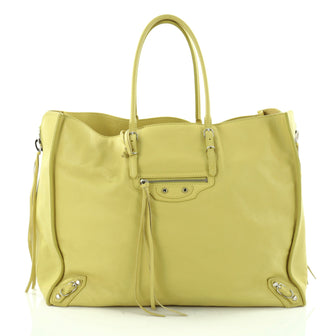 Balenciaga Papier A4 Zip Around Classic Studs Handbag Leather Large Yellow 2666807