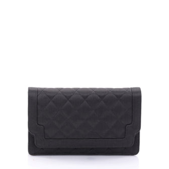 Chanel Vintage Flap Clutch Quilted Satin Small Gray 2667302