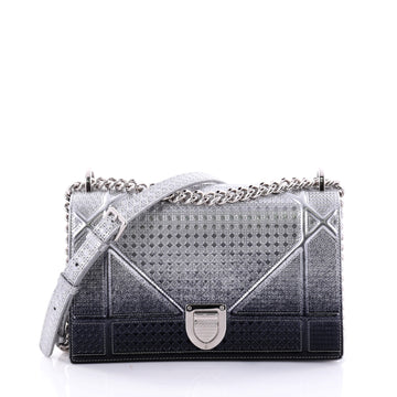 Christian Dior Diorama Flap Bag Ombre Cannage Embossed Calfskin Medium Silver 2667501