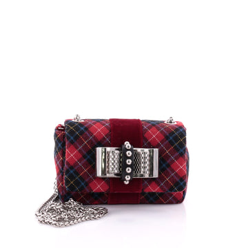 Christian Louboutin Sweet Charity Crossbody Bag Tartan Tweed Mini Red 2667902