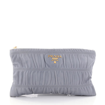 Prada Gaufre Clutch Leather Blue 2670001