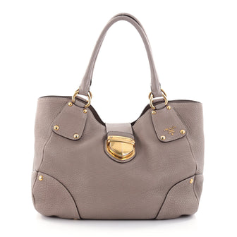 Prada Antic Pushlock Tote Vitello Daino Large Gray 2671301