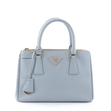 Prada Double Zip Lux Tote Saffiano Leather Mini Blue 2671702