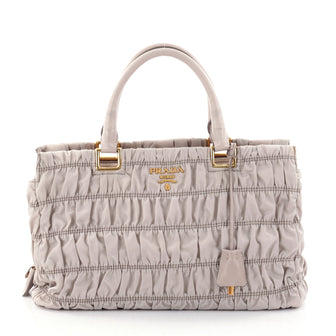 Prada Gaufre Convertible Tote Tessuto Medium Gray 2671705