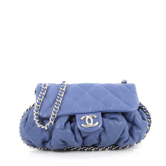 Chanel Chain Around Flap Bag Quilted Leather Medium Blue 2671707