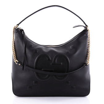 Gucci Chain Hobo GucciGhost Embossed Leather Large Black 2672401