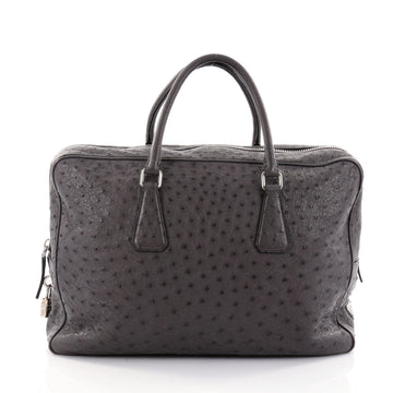  Prada Zip Around Briefcase Ostrich Large Gray 2674701