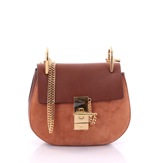 Chloe Drew Crossbody Bag Leather and Suede Small Brown 2676002