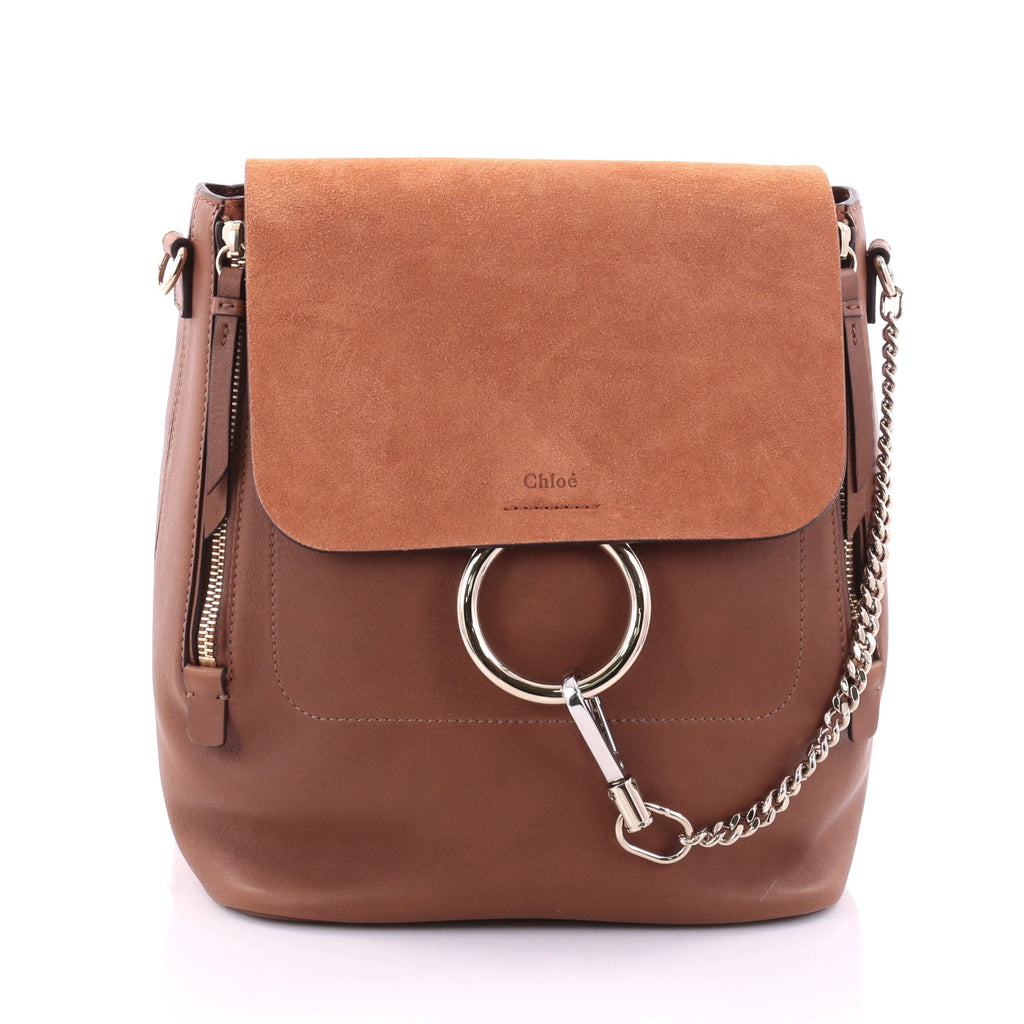 chloé faye leather and suede backpack Buy Chloe Faye Backpack Leather and Suede Medium Brown 2676003