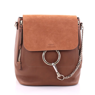 Chloe Faye Backpack Leather and Suede Medium Brown 2676003