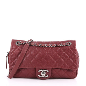 Chanel Easy Flap Bag Quilted Caviar Medium Red 2676201