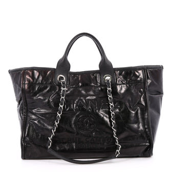 Chanel Deauville Chain Tote Glazed Calfskin Large Black 2676701