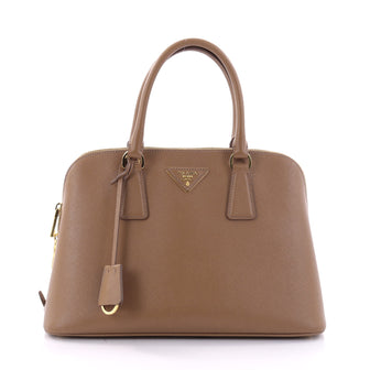 Prada Promenade Handbag Saffiano Leather Medium Brown 2678801